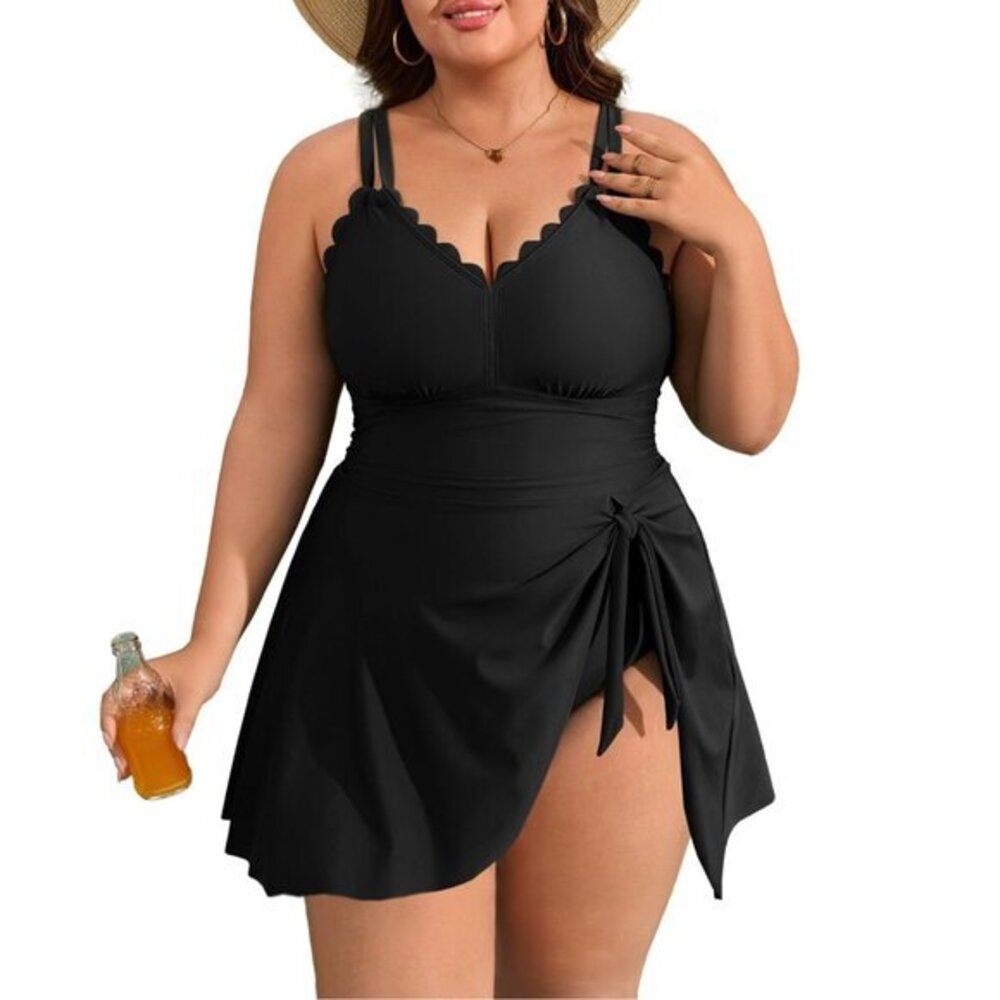 2025 Swimsuit Modest Side Tie Knot Black UPF 50+ Size 4X NWT #2075